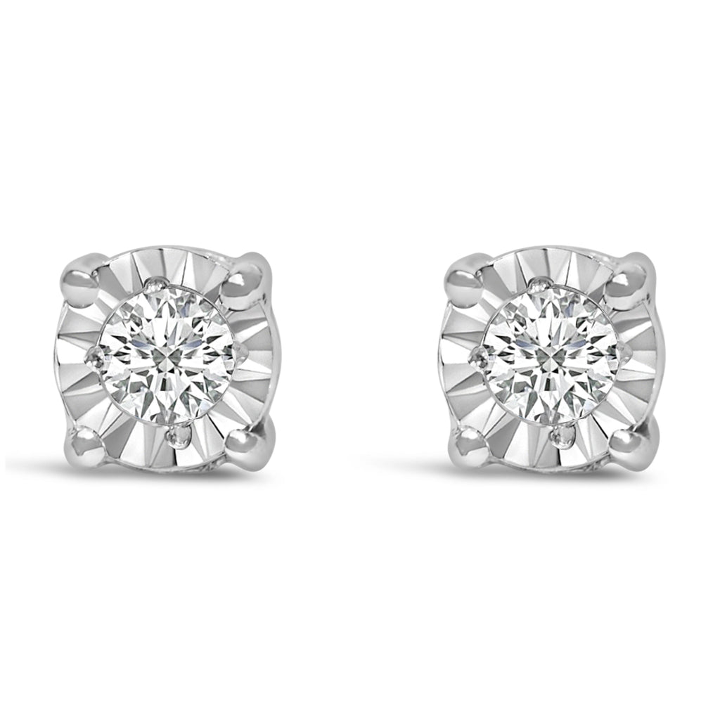 .925 Sterling Silver 1/10 cttw Round Brilliant-Cut Lab Grown Diamond Miracle-Set Stud Earrings (F-G Color, VS1-VS2 Clarity)