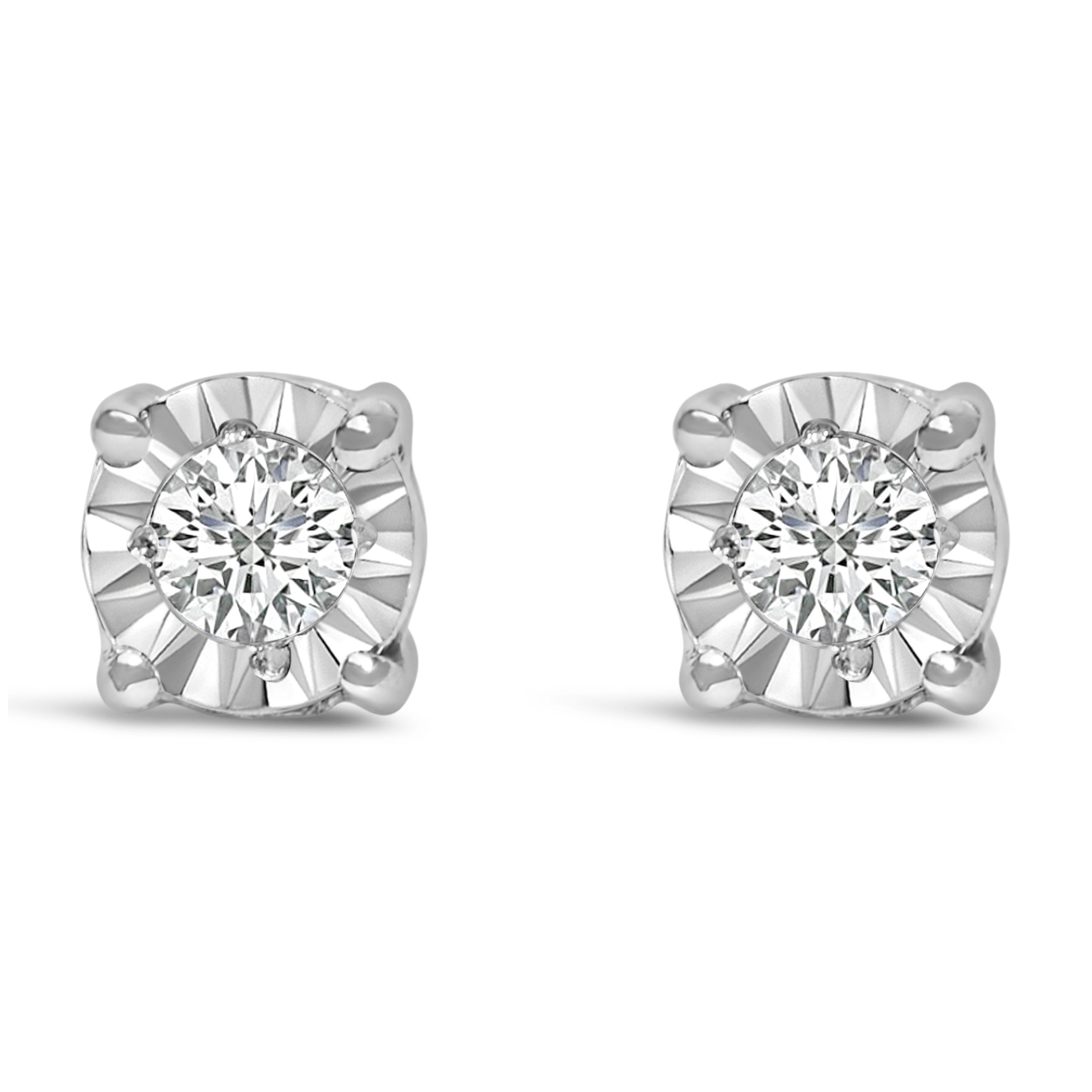 .925 Sterling Silver 1/10 cttw Round Brilliant-Cut Lab Grown Diamond Miracle-Set Stud Earrings (F-G Color, VS1-VS2 Clarity)