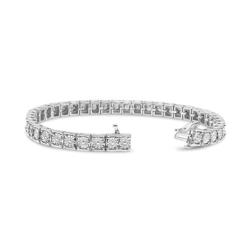 .925 Sterling Silver 1/4 Carat Total Weight Diamond Link Bracelet (I-J Color, I2-I3 Clarity) - Size 7.25"