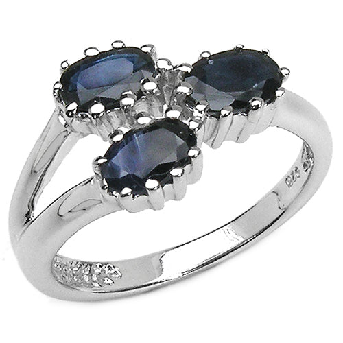 1.44 Carat Genuine Blue Sapphire .925 Sterling Silver Ring