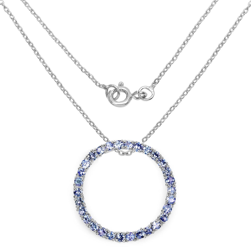 3.00 Carat Genuine Tanzanite .925 Sterling Silver Pendant