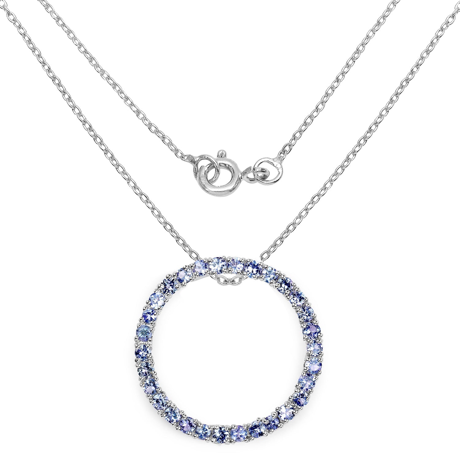 3.00 Carat Genuine Tanzanite .925 Sterling Silver Pendant