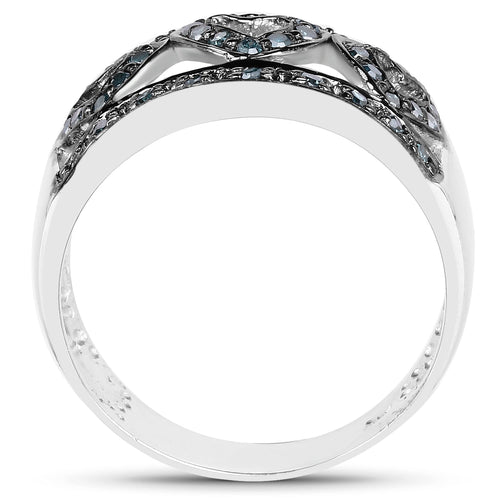 0.32 Carat Genuine Blue Diamond .925 Sterling Silver Ring