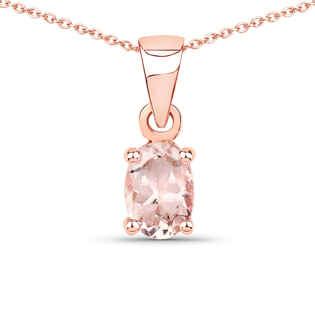 0.70 Carat Genuine Morganite .925 Sterling Silver Pendant