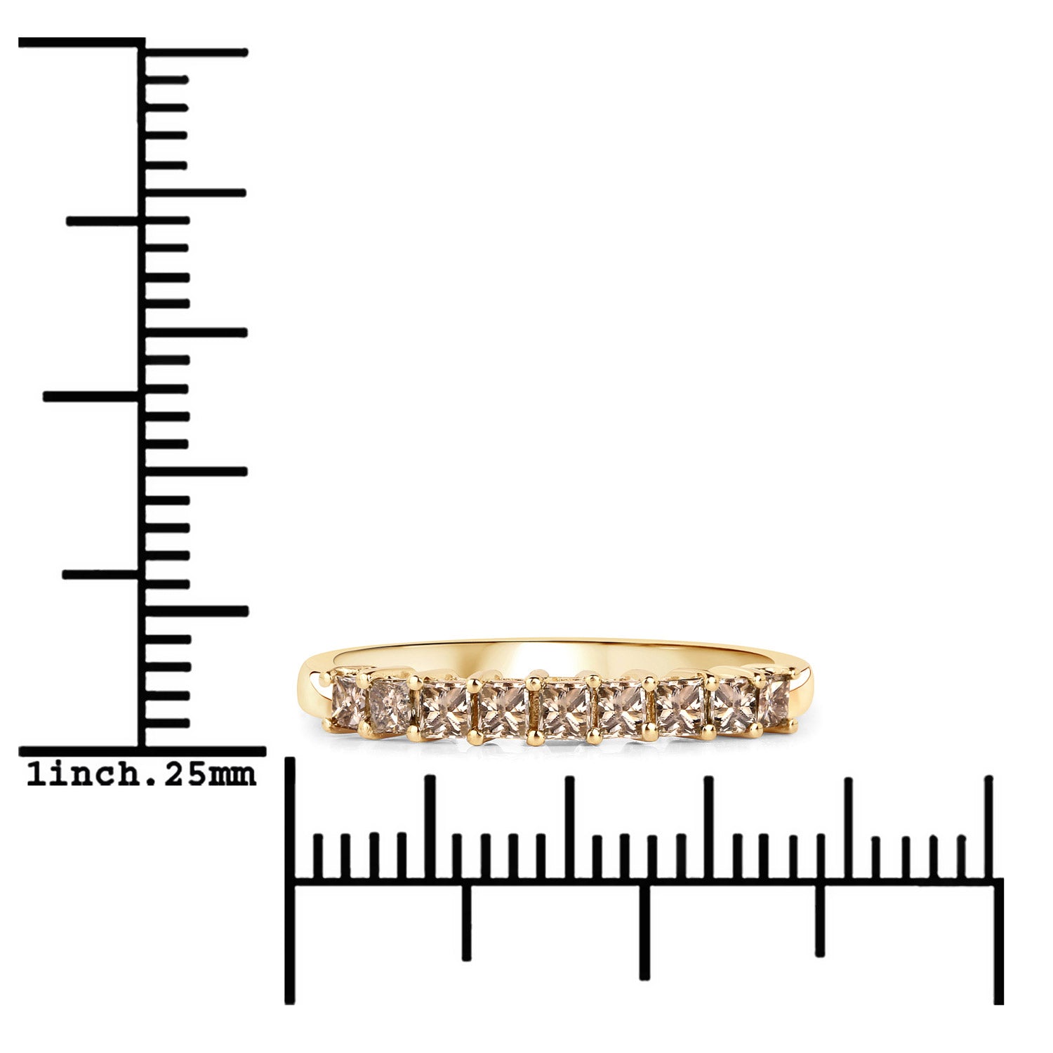 0.50 Carat Genuine Champagne Diamond 14K Yellow Gold Ring (I1-I2)