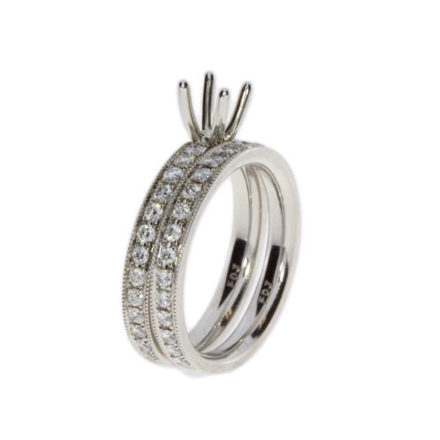 Diamond Semi Mount Engagement Ring 14K White Gold