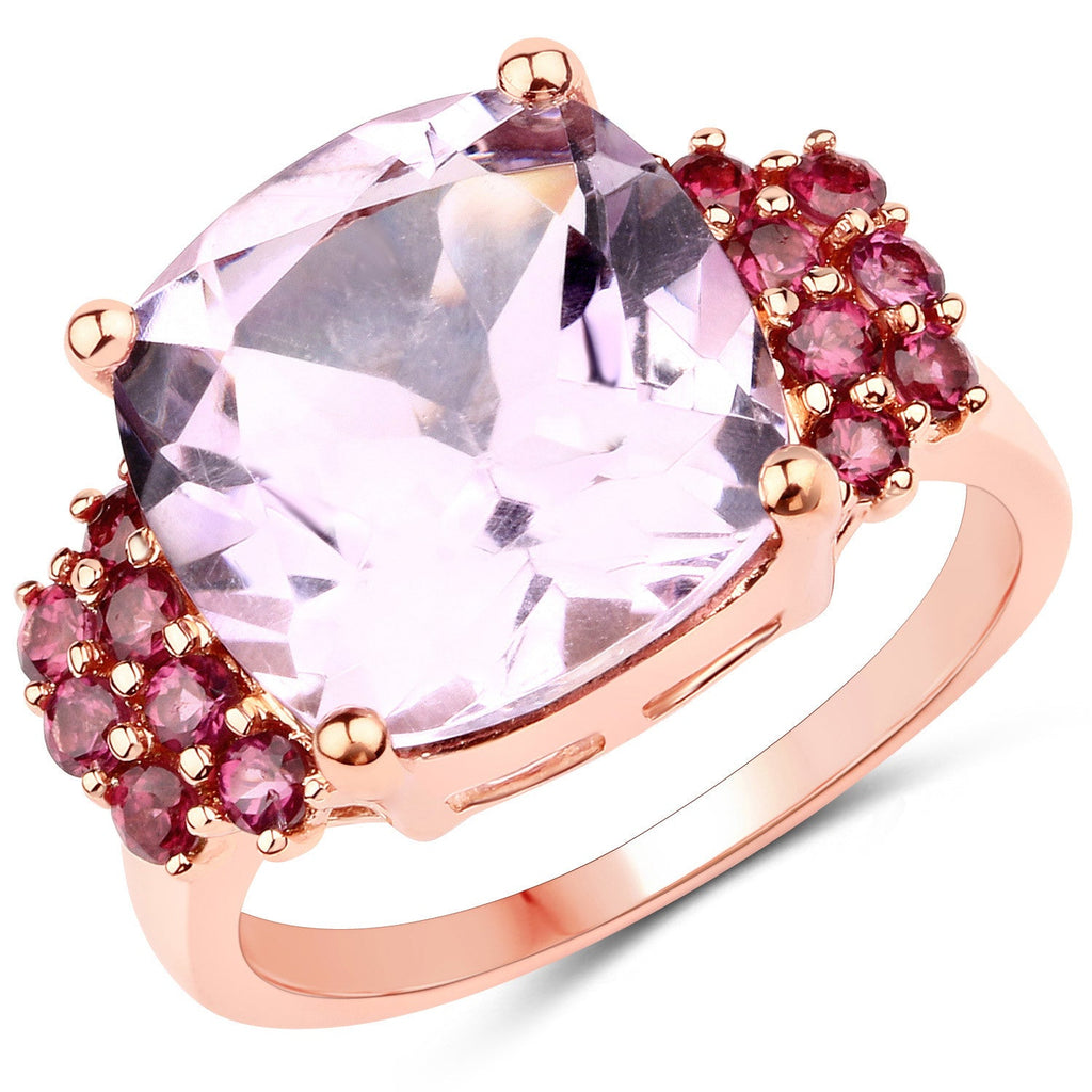 5.90 Carat Genuine Pink Amethyst and Rhodolite .925 Sterling Silver Ring