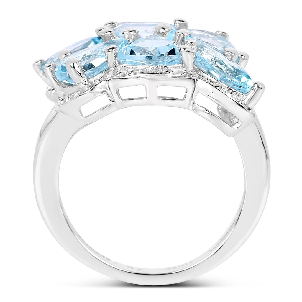 4.34 Carat Genuine Blue Topaz .925 Sterling Silver Ring