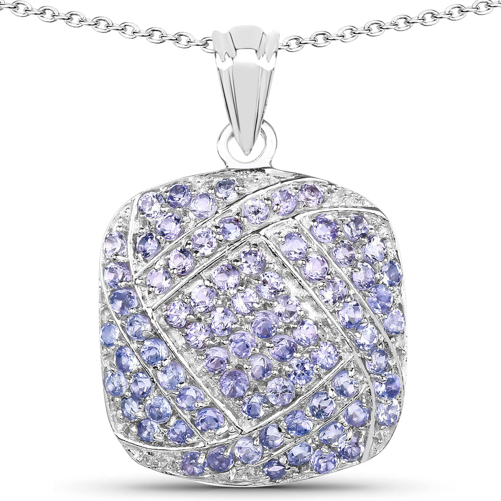 2.73 Carat Genuine Tanzanite .925 Sterling Silver Pendant
