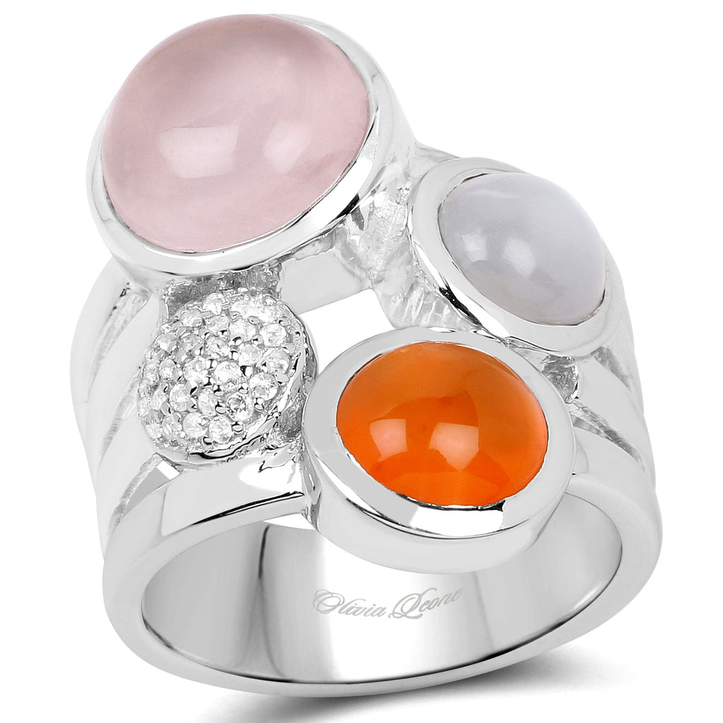 5.96 Carat Genuine Multi-Stone .925 Sterling Silver Ring