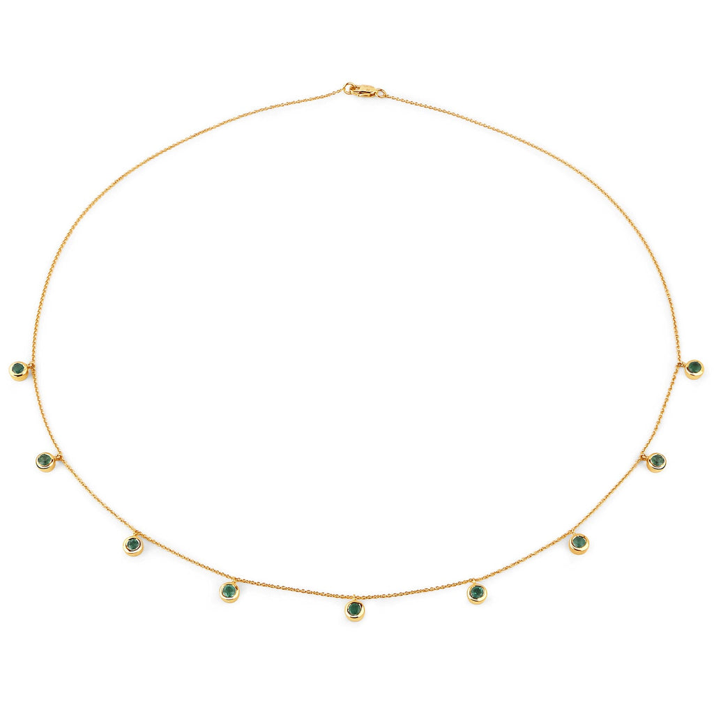 0.90 Carat Genuine Zambian Emerald 10K Yellow Gold Necklace