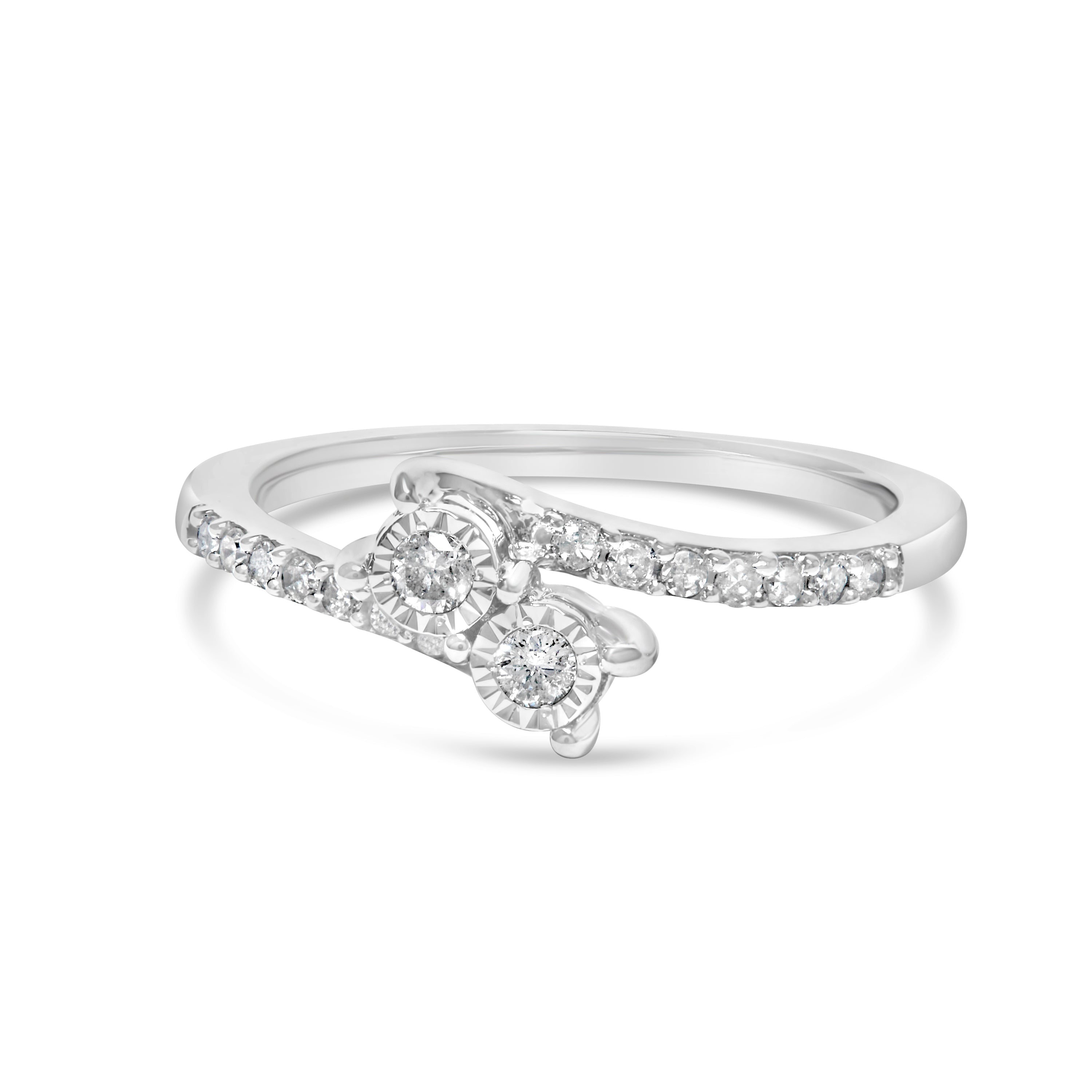 10K White Gold 1/4 Cttw Two-Stone Diamond Bypass Engagement Ring