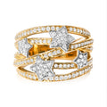 18K Yellow Gold Plated .925 Sterling Silver 3/4 Cttw Diamond Star and Galaxy Ring Band