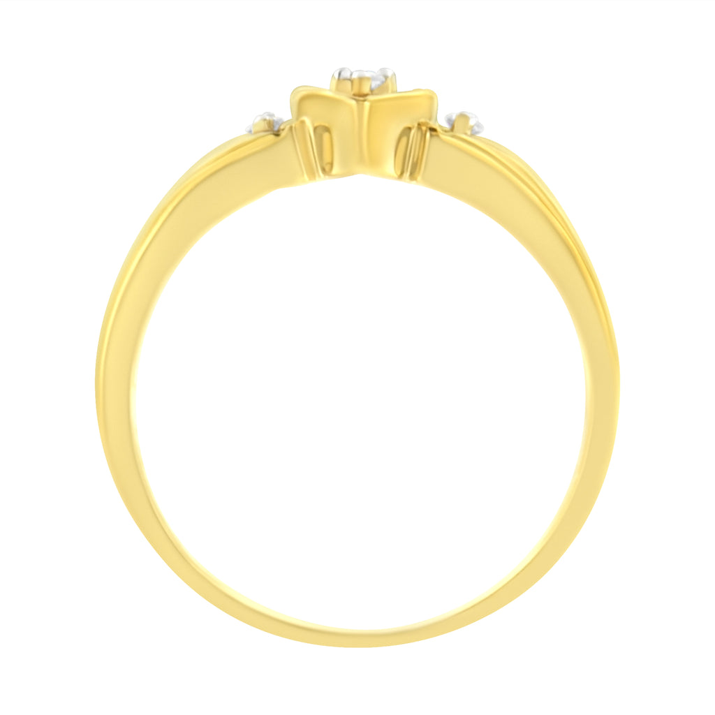 10K Yellow Gold 1/20 cttw Diamond Triple Heart Diamond Ring (K-L, I1-I2) - Size 7
