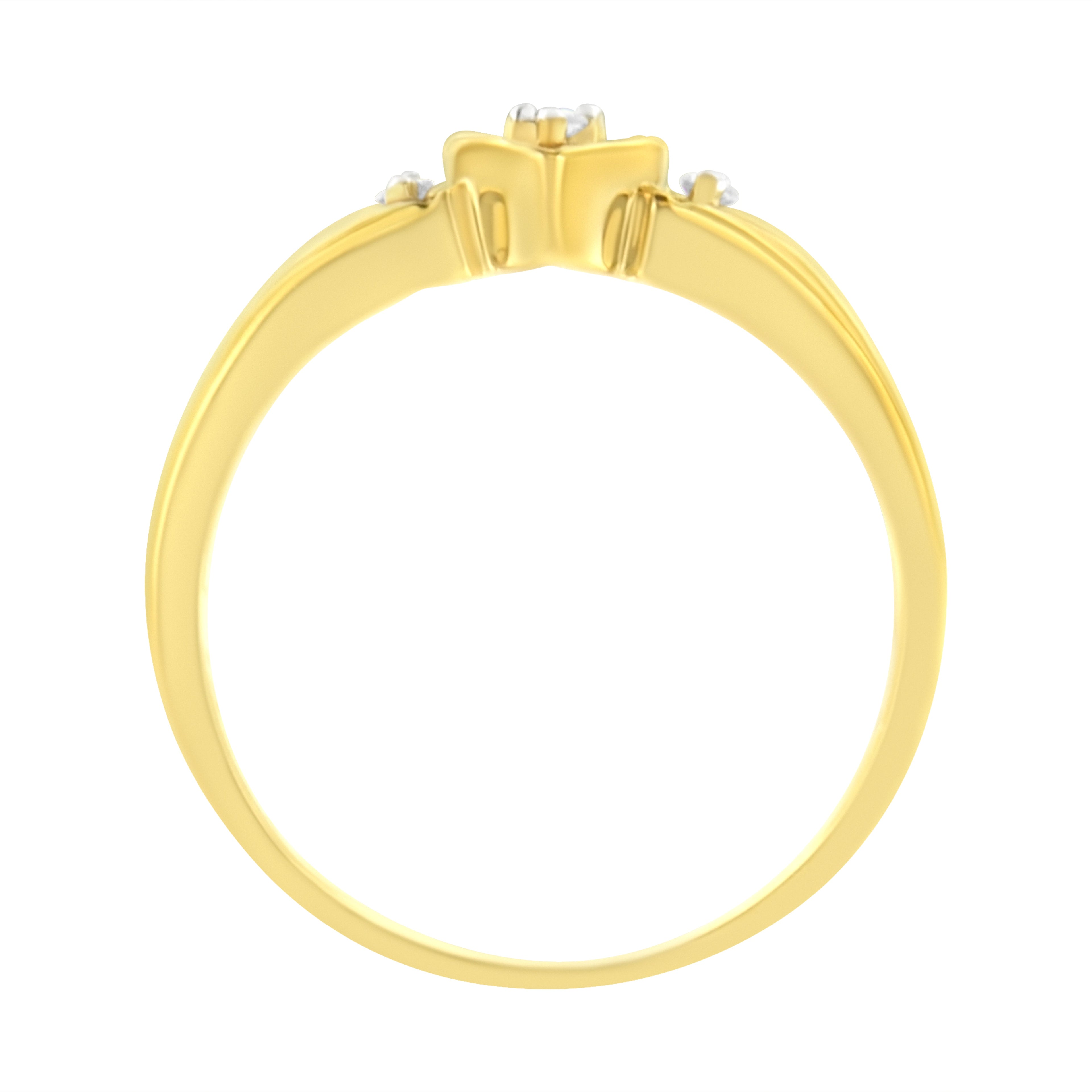 10K Yellow Gold 1/20 cttw Diamond Triple Heart Diamond Ring (K-L, I1-I2) - Size 7