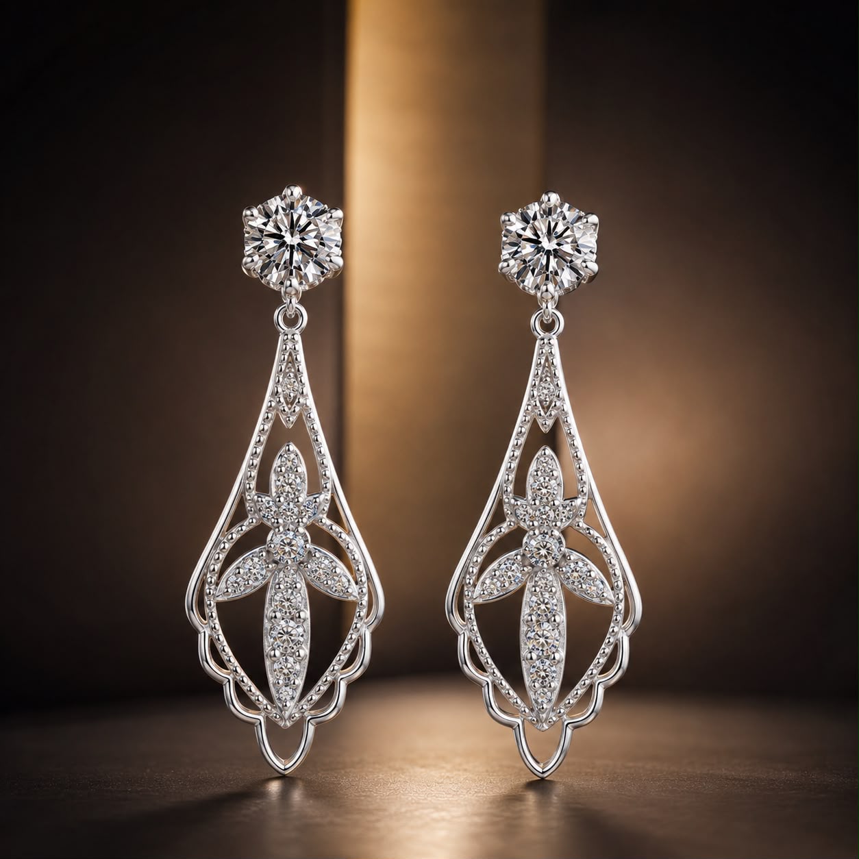 925 Sterling Silver 0.50 Carat Moissanite Earrings with White Gold Plating for Women