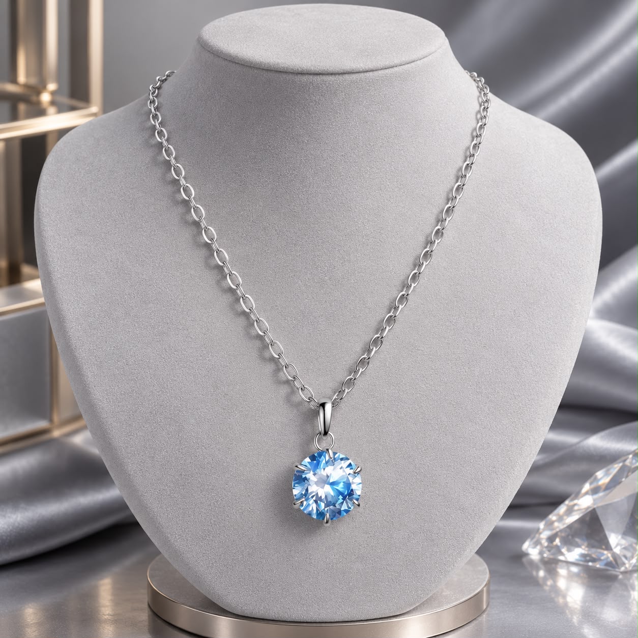 925 Sterling Silver Moissanite 6.5mm Diamond-like Pendant Necklace for Women