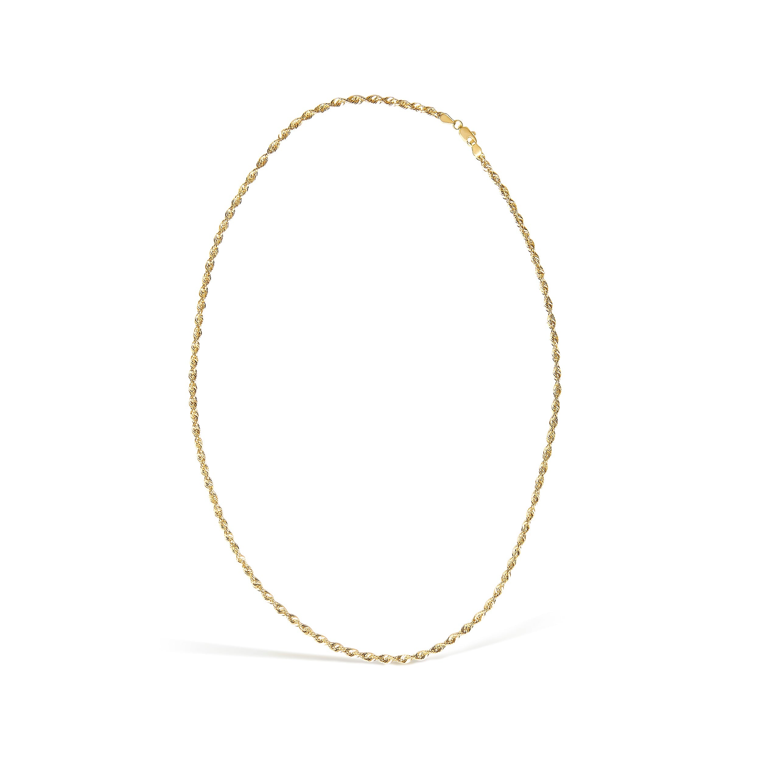 Men's Solid 10K Yellow Gold 3.2mm Light Rope Chain Necklace