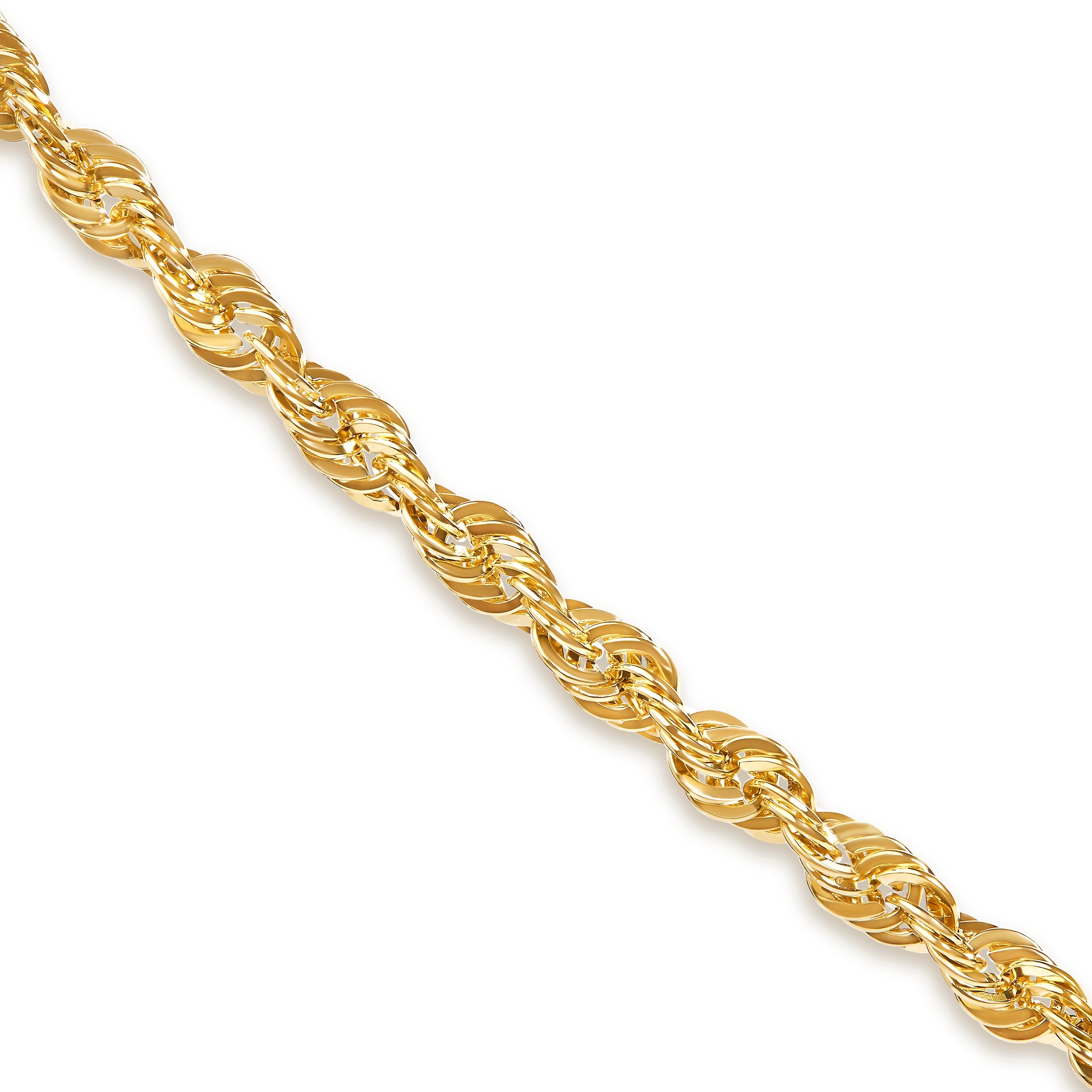 Men's Solid 10K Yellow Gold 3.2mm Light Rope Chain Necklace