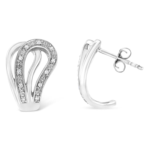 .925 Sterling Silver Pavé-Set Diamond Accent Horseshoe Hoop Earring (I-J Color, I1-I2 Clarity)