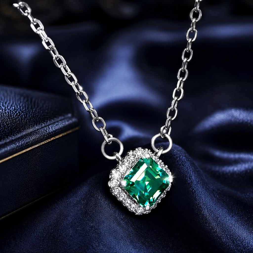 925 Sterling Silver 0.6 Carat Moissanite Pendant Necklace for Women