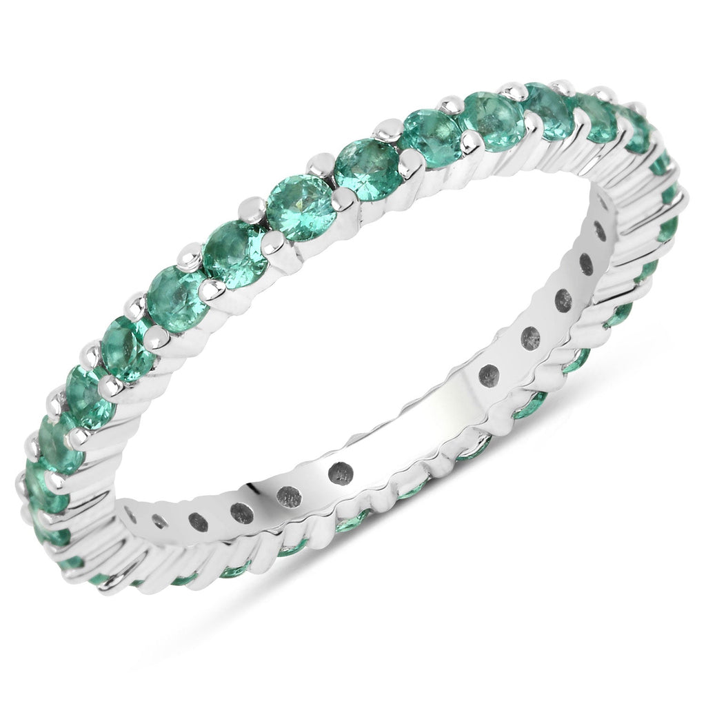 1.02 Carat Genuine Zambian Emerald 14K White Gold Ring