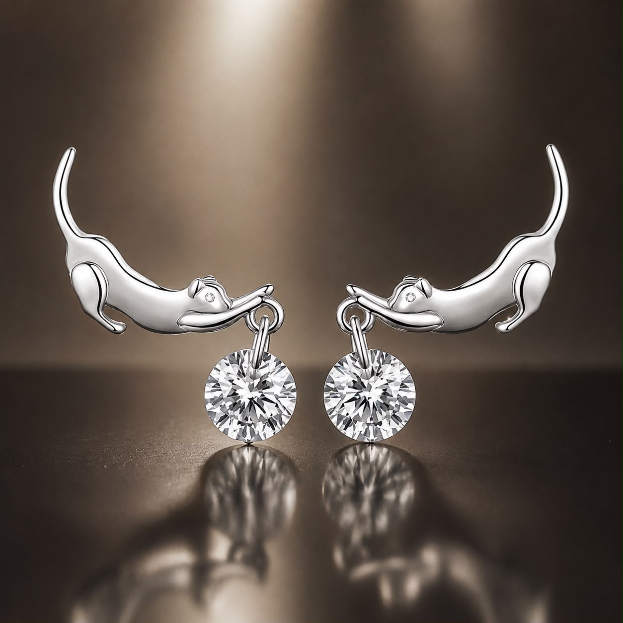 925 Sterling Silver White Gold Plated CZ Earrings 1.6x1.7cm for Women
