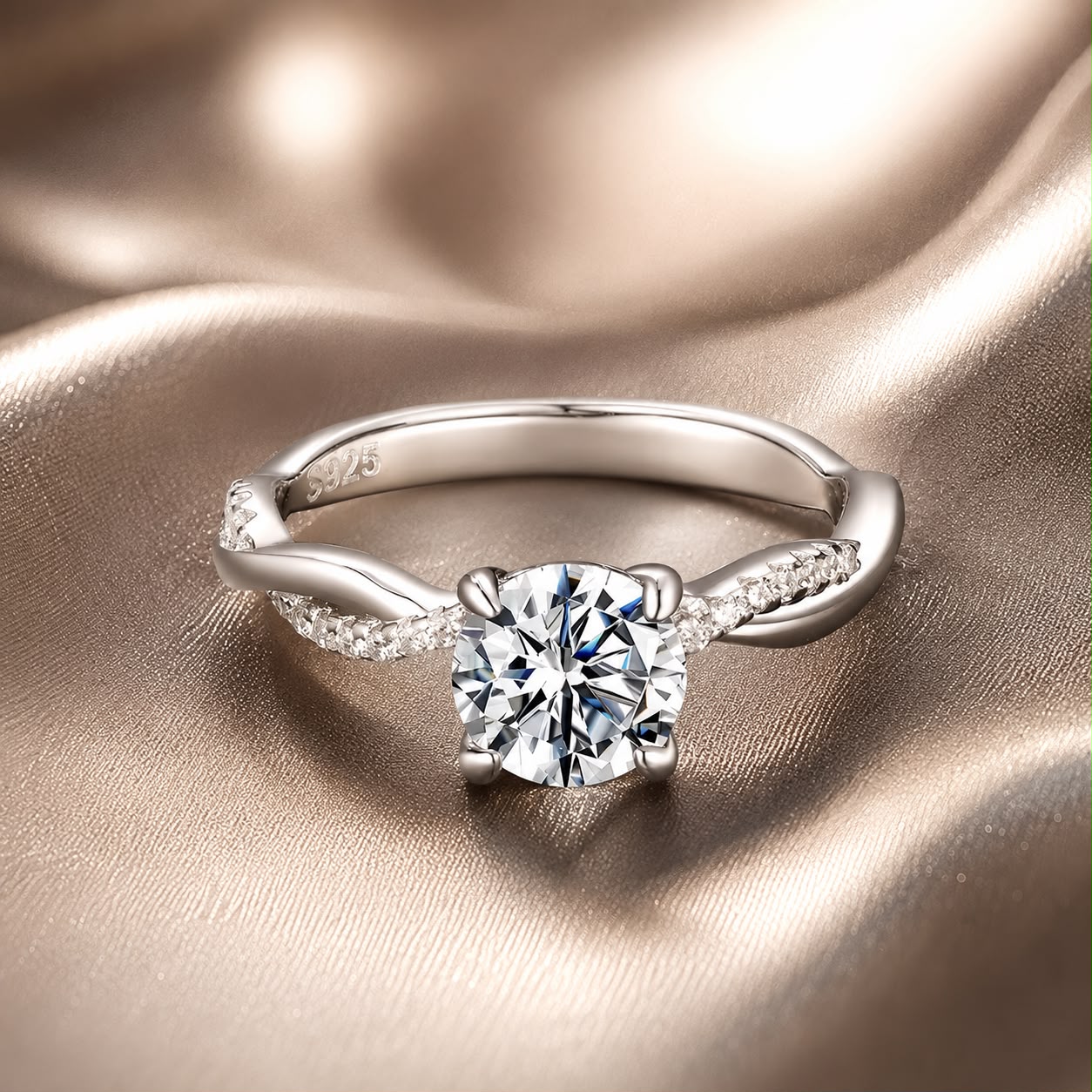 925 Sterling Silver Moissanite 0.65 Carat Ring Size 6 for Women