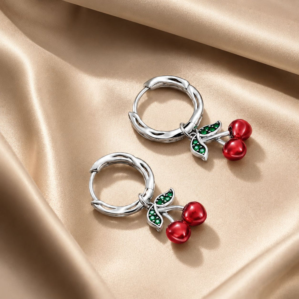 S925 Sterling Silver Oxidized CZ Enamel Earrings for Women