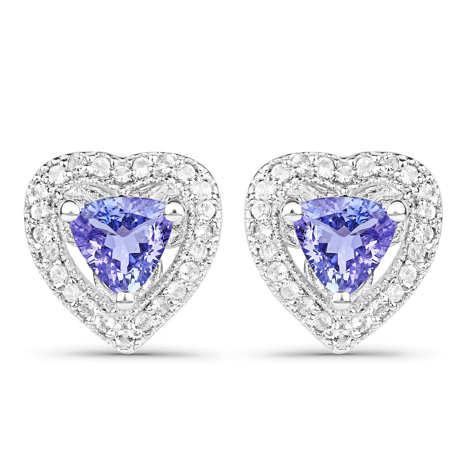 1.18 Carat Genuine Tanzanite & White Topaz .925 Sterling Silver Earrings
