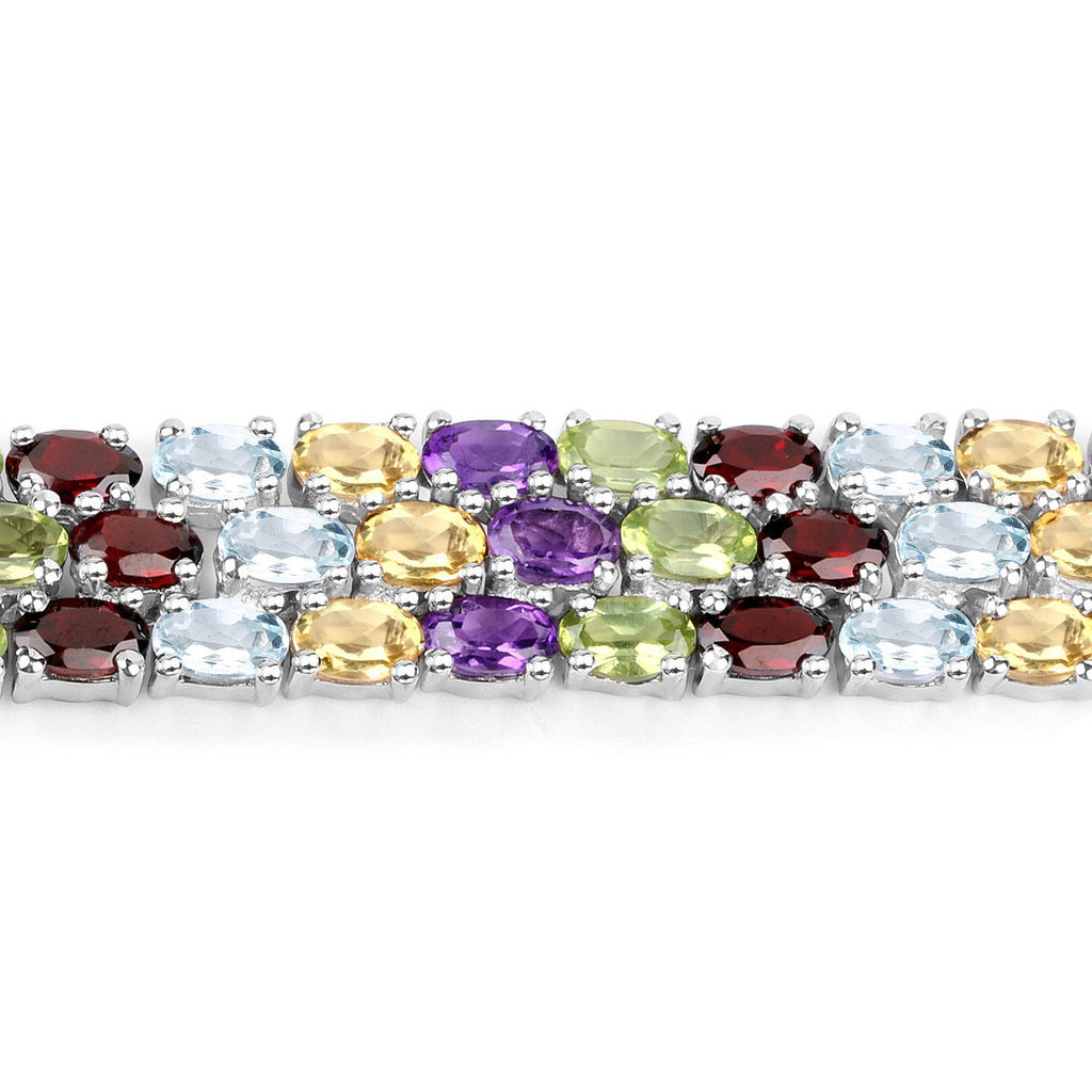 23.74 Carat Genuine Multi Stones .925 Sterling Silver Bracelet