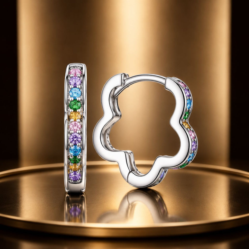 925 Sterling Silver Earrings with Pavé Setting CZ and Platinum Plating for Women