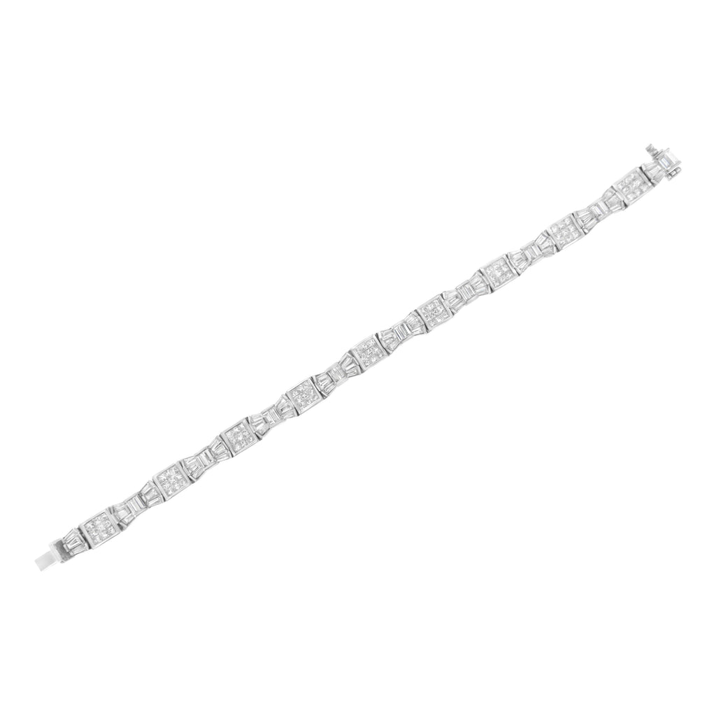 14K Yellow Gold 9.0 Cttw Diamond Alternating Bow and Box Link Bracelet (G-H Color, VS1-VS2 Clarity)- 7"