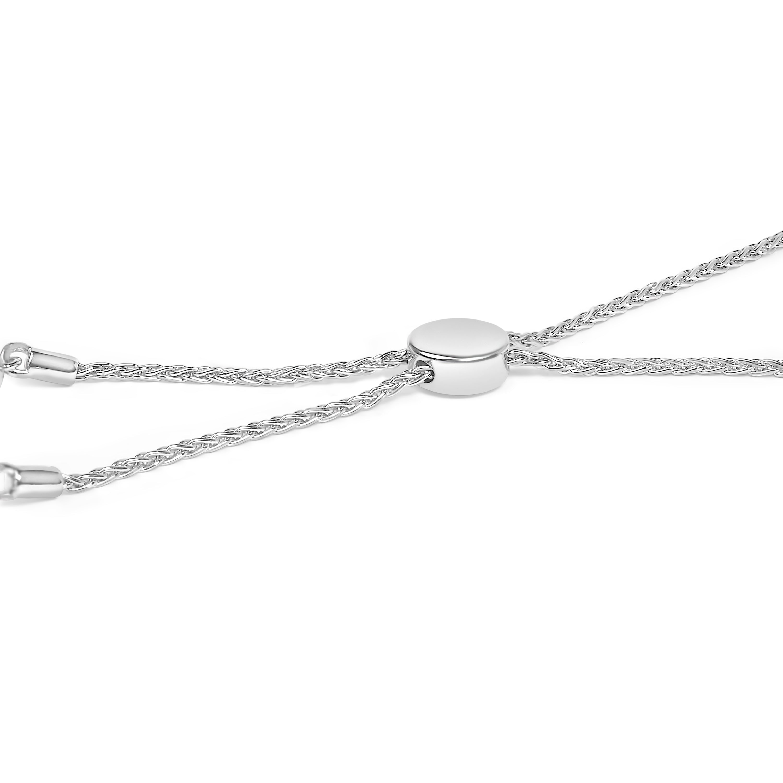 .925 Sterling Silver 1/6 Carat Total Weight Diamond X and O Bolo Bracelet