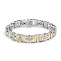 Men's  10K Yellow Gold Plated Silver Diamond Accent Geometric Link Bracelet