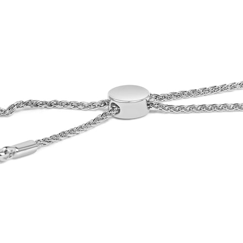 .925 Sterling Silver 1/2 Carat Total Weight Diamond Weave and Station Bolo Bracelet
