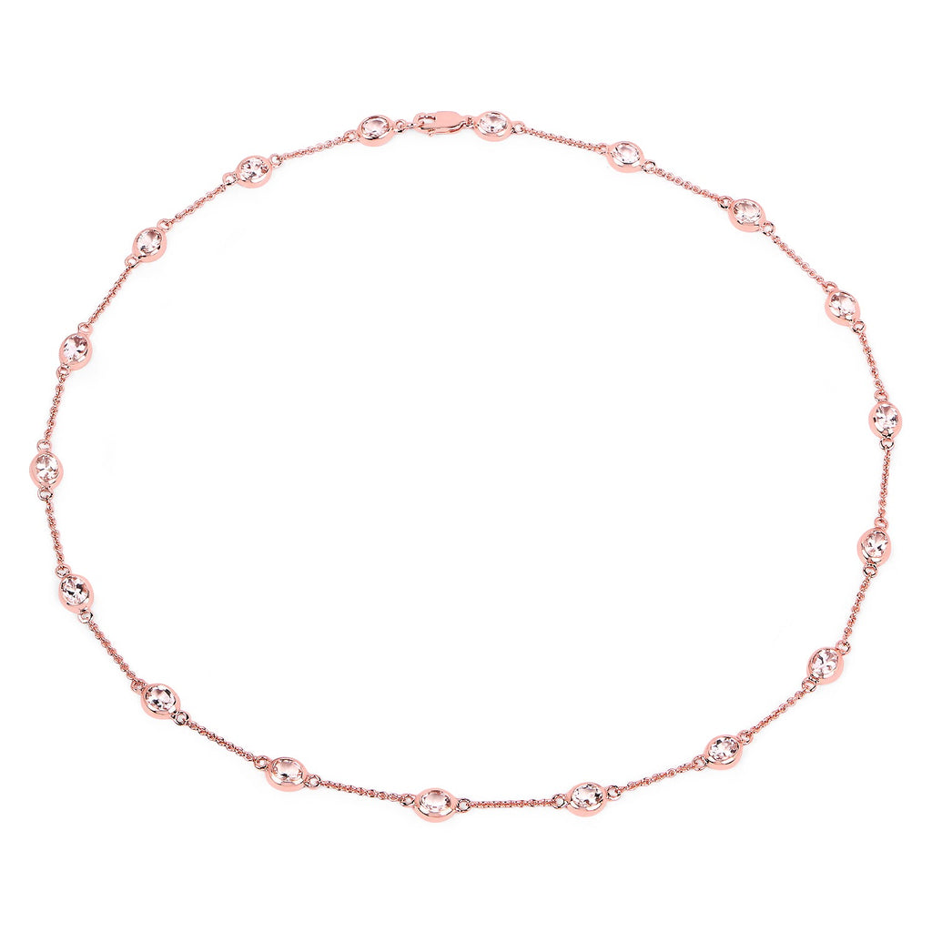 14K Rose Gold Plated 4.50 Carat Genuine Morganite .925 Sterling Silver Necklace