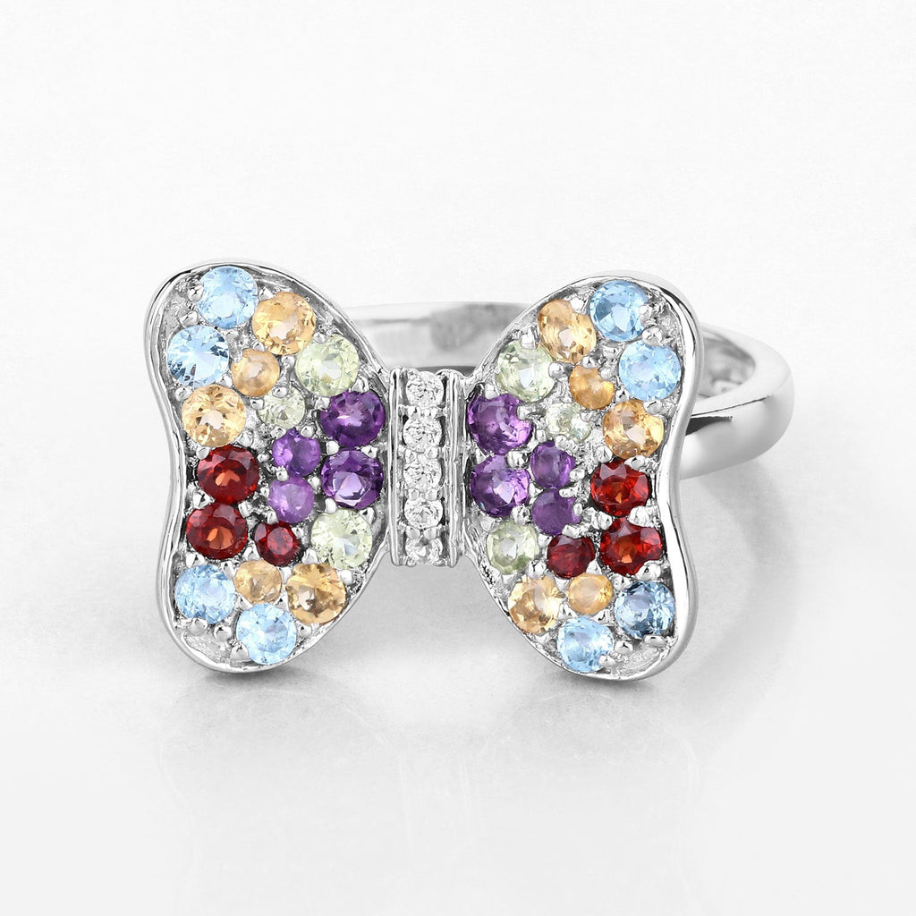 1.18 Carat Genuine Multi-Stone .925 Sterling Silver Ring