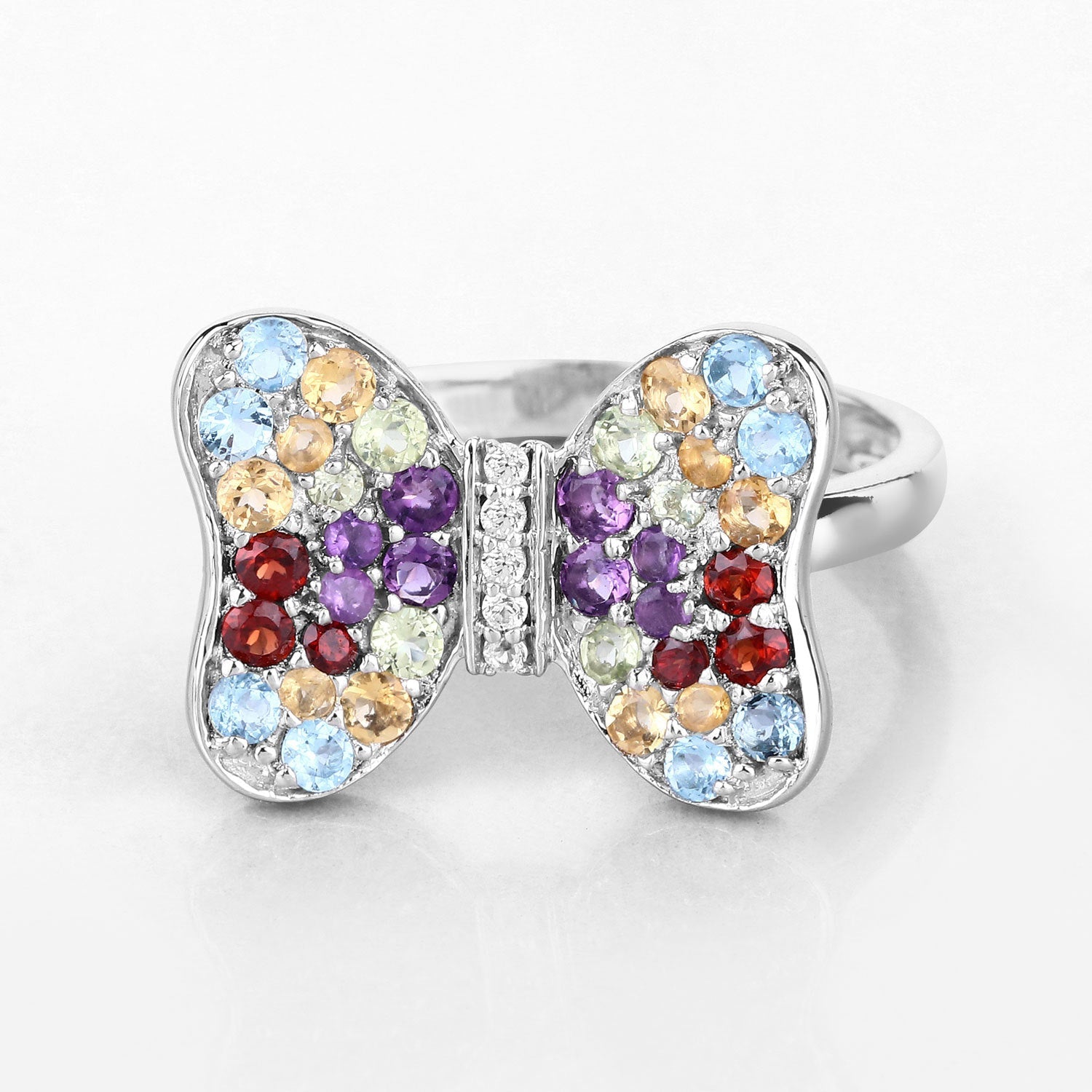 1.18 Carat Genuine Multi-Stone .925 Sterling Silver Ring