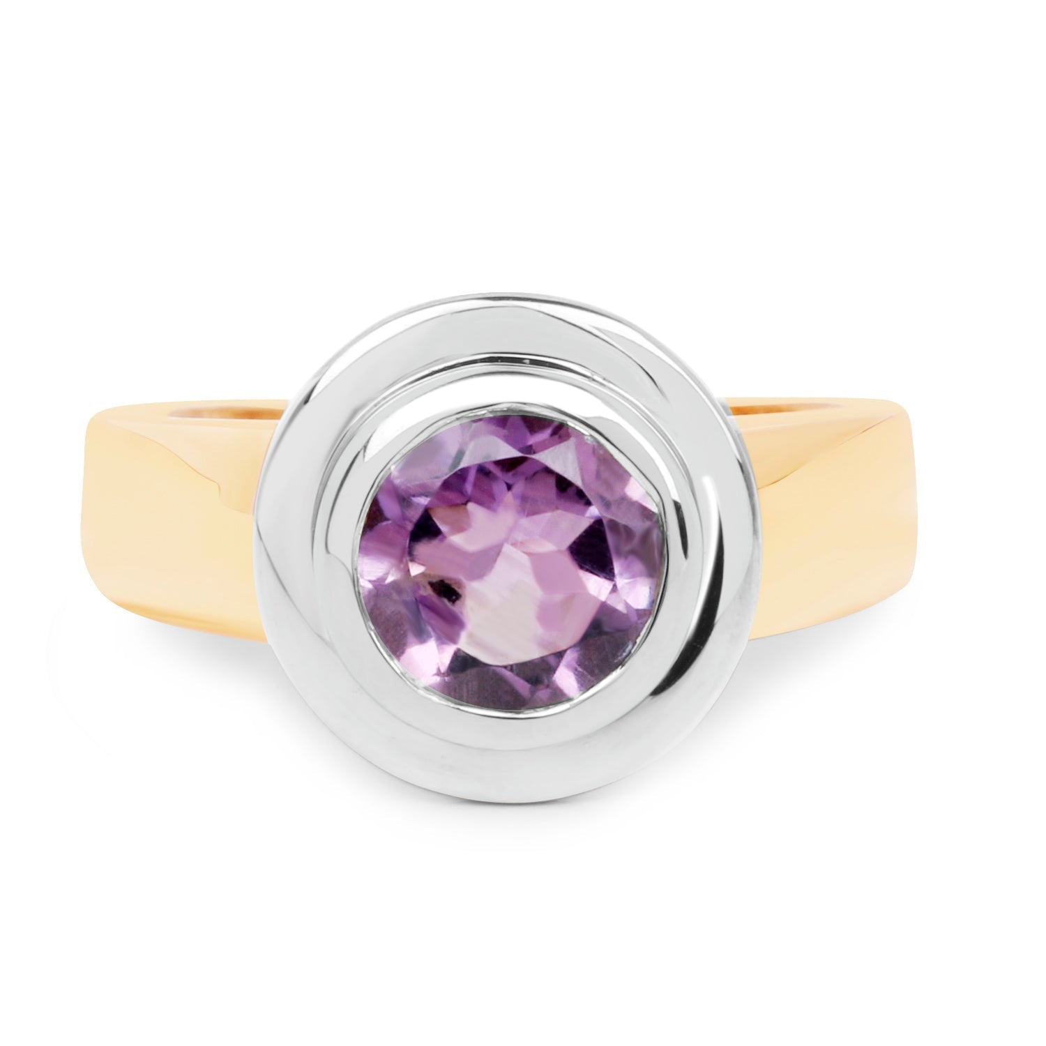 14K Yellow Gold Plated 2.25 Carat Genuine Amethyst .925 Sterling Silver Ring