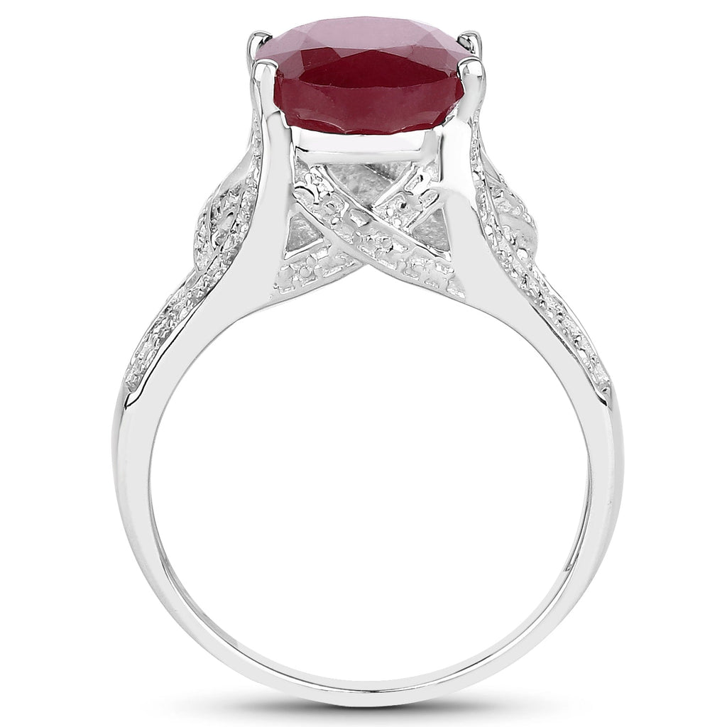 4.00 Carat Genuine Glass Filled Ruby .925 Sterling Silver Ring