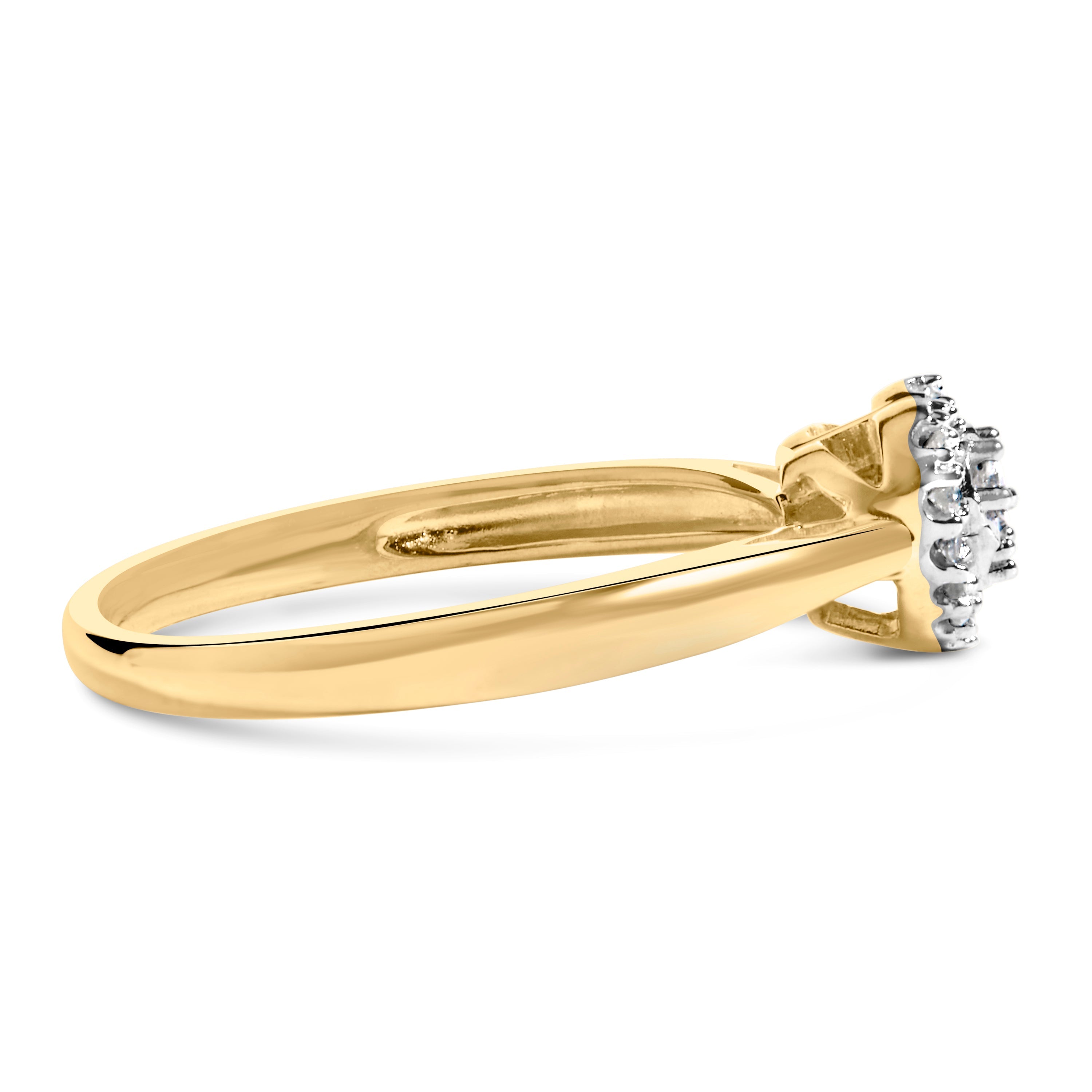 10K Yellow Gold 1/10 Carat Total Weight Diamond Heart and Halo Promise Ring