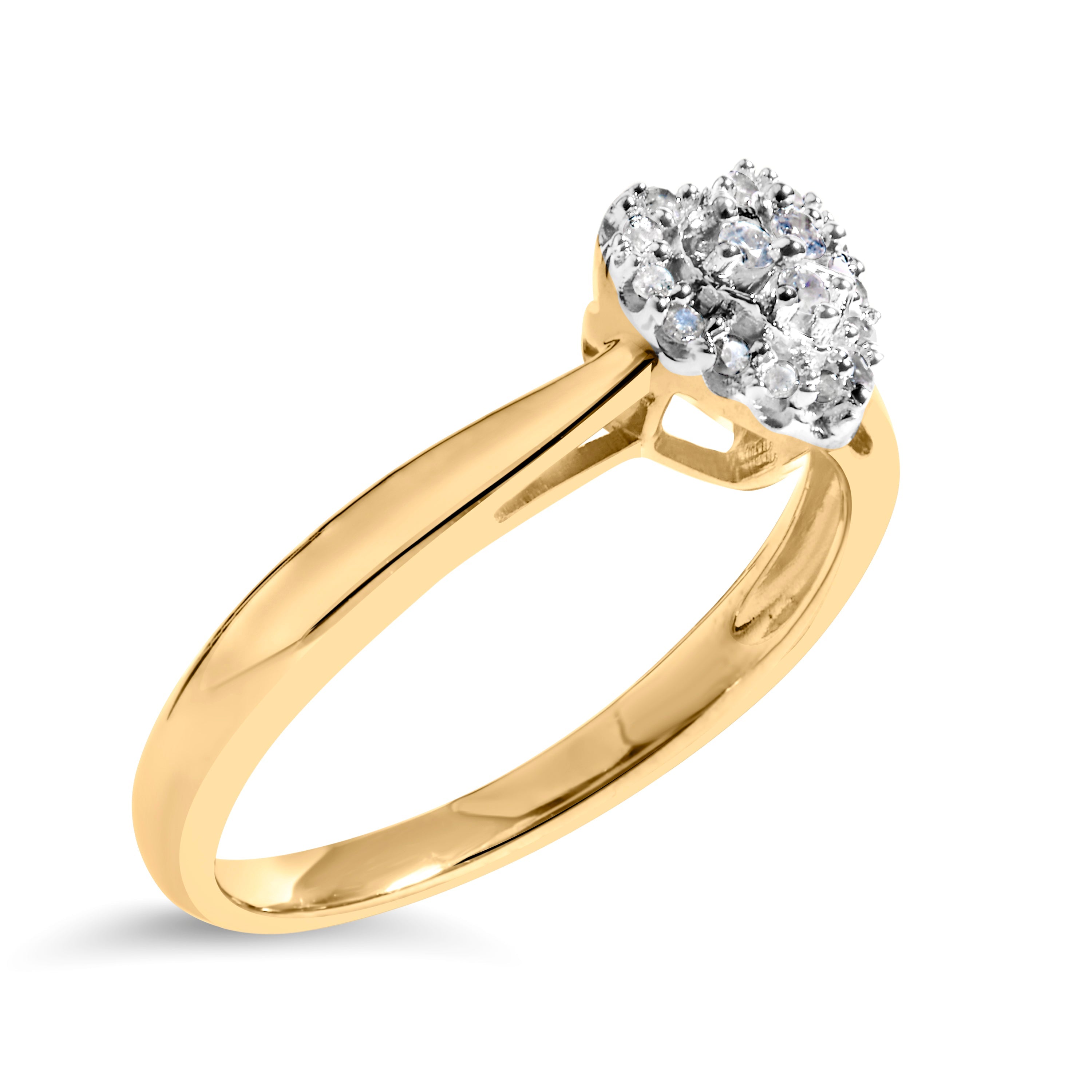 10K Yellow Gold 1/10 Carat Total Weight Diamond Heart and Halo Promise Ring