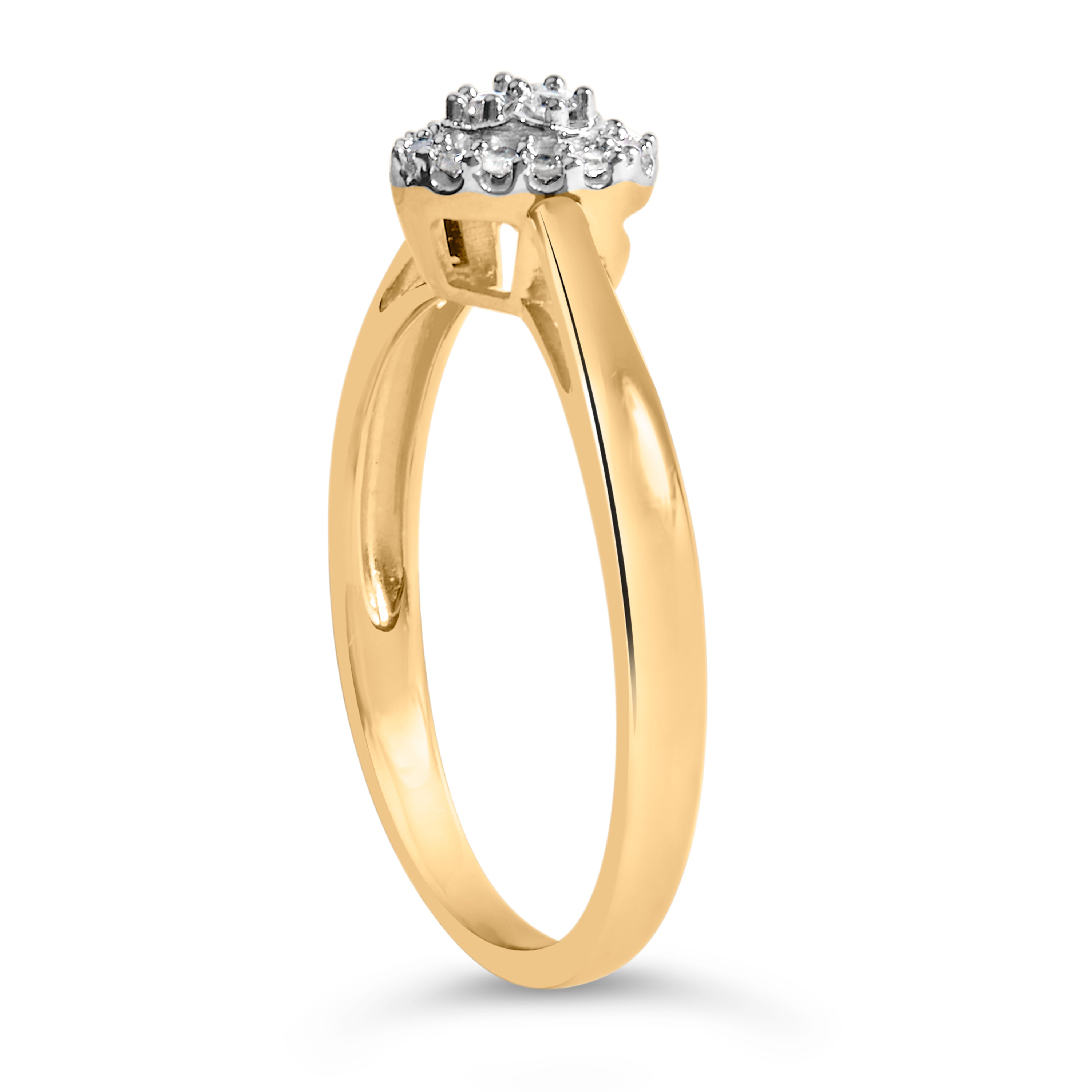 10K Yellow Gold 1/10 Carat Total Weight Diamond Heart and Halo Promise Ring