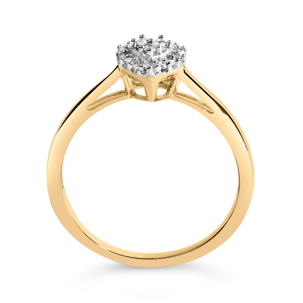 10K Yellow Gold 1/10 Carat Total Weight Diamond Heart and Halo Promise Ring
