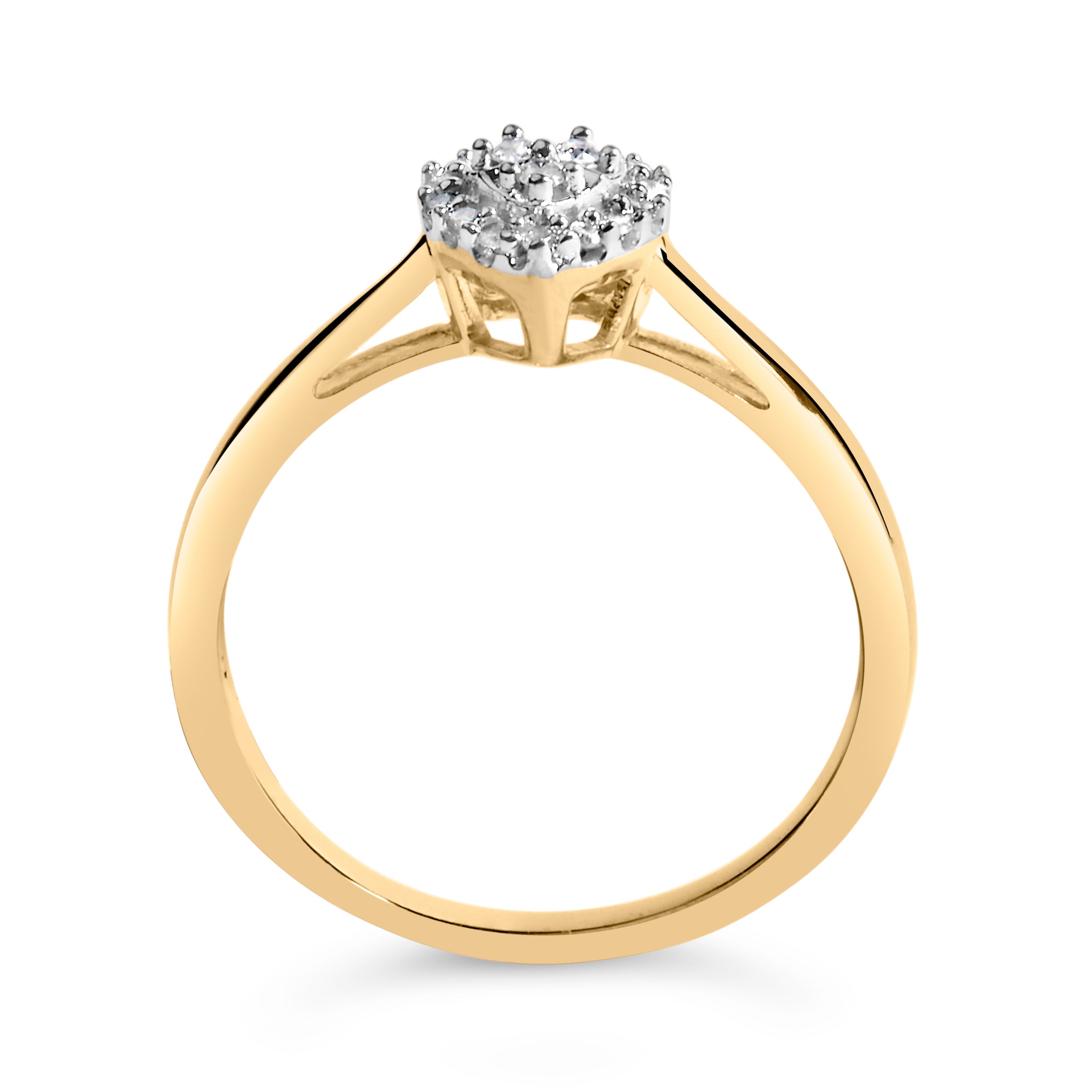 10K Yellow Gold 1/10 Carat Total Weight Diamond Heart and Halo Promise Ring