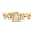 14K Yellow Gold Plated .925 Sterling Silver 1/10 Cttw Round-Cut Diamond Composite Halo Engagement Ring (I-J Color, I3 Clarity)- Size 7