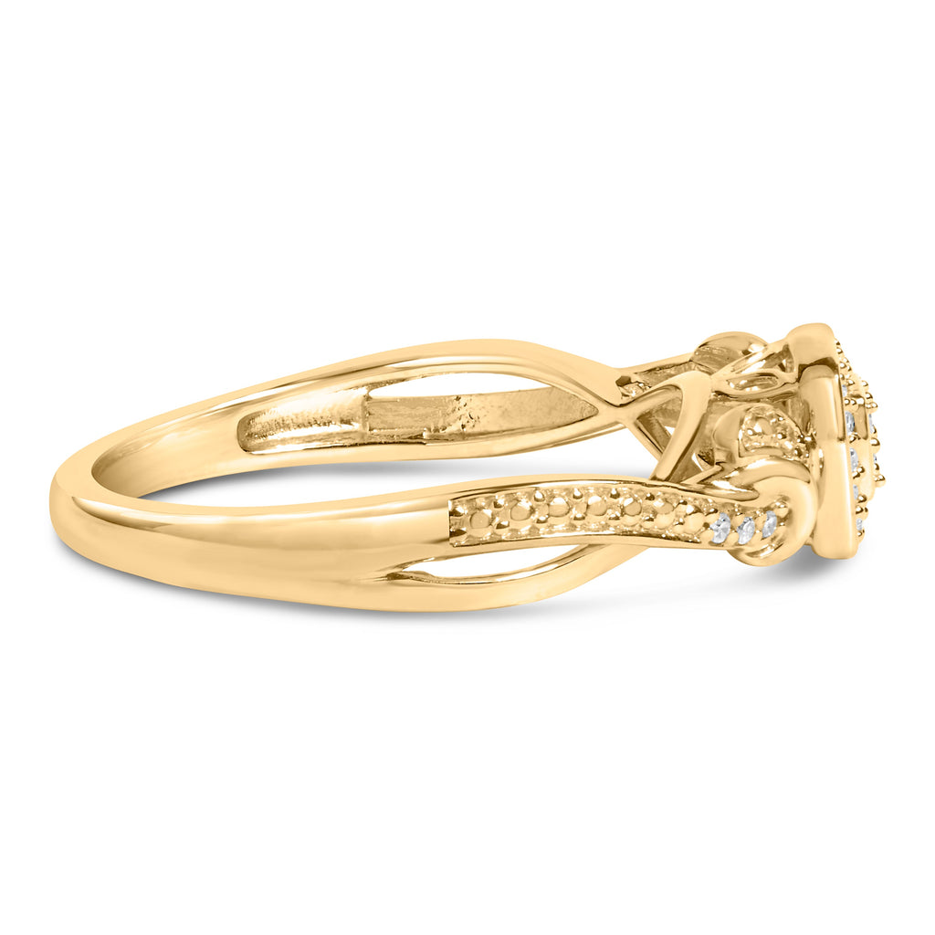 14K Yellow Gold Plated .925 Sterling Silver 1/10 Cttw Round-Cut Diamond Composite Halo Engagement Ring (I-J Color, I3 Clarity)- Size 7