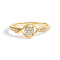 10K Yellow Gold Diamond Cluster Twisted Promise Ring