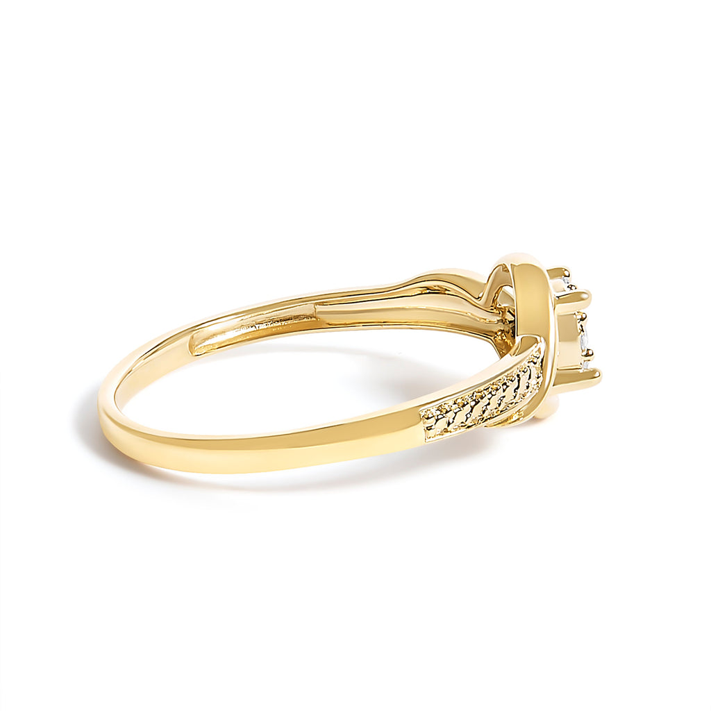 10K Yellow Gold Diamond Cluster Twisted Promise Ring
